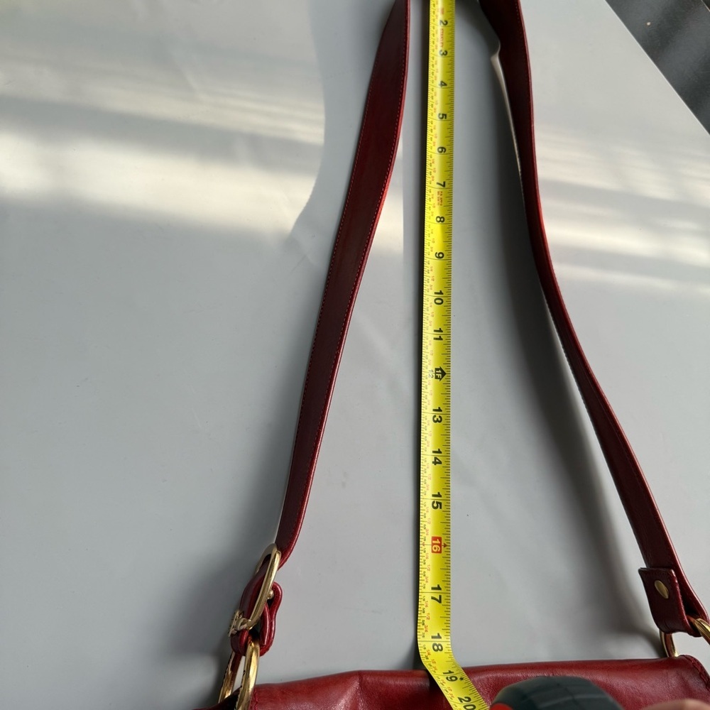 vtg Marino Orlandi Red Leather Medium Shoulder Bag Gold Hardware Y2K - Picture 9 of 9